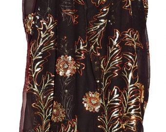 Boho Vintage Georgette Embroidery Work Scarf Dress Top Upcycled Dupatta Design Maxi Top Summer Beach Party dress Boho evening Maxi Top dress