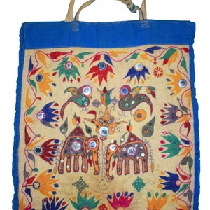 Free People Handmade Embroidered Handbag with Mirror details Indian leather  han
