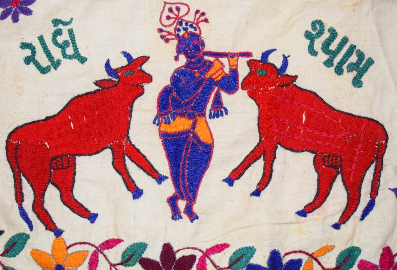 Vintage Indian Gujarati Kutch Rabari Hand Embroidery Wall Etsy