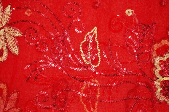 Vintage Indian Sequins Dupatta Long Stole Embroid… - image 7