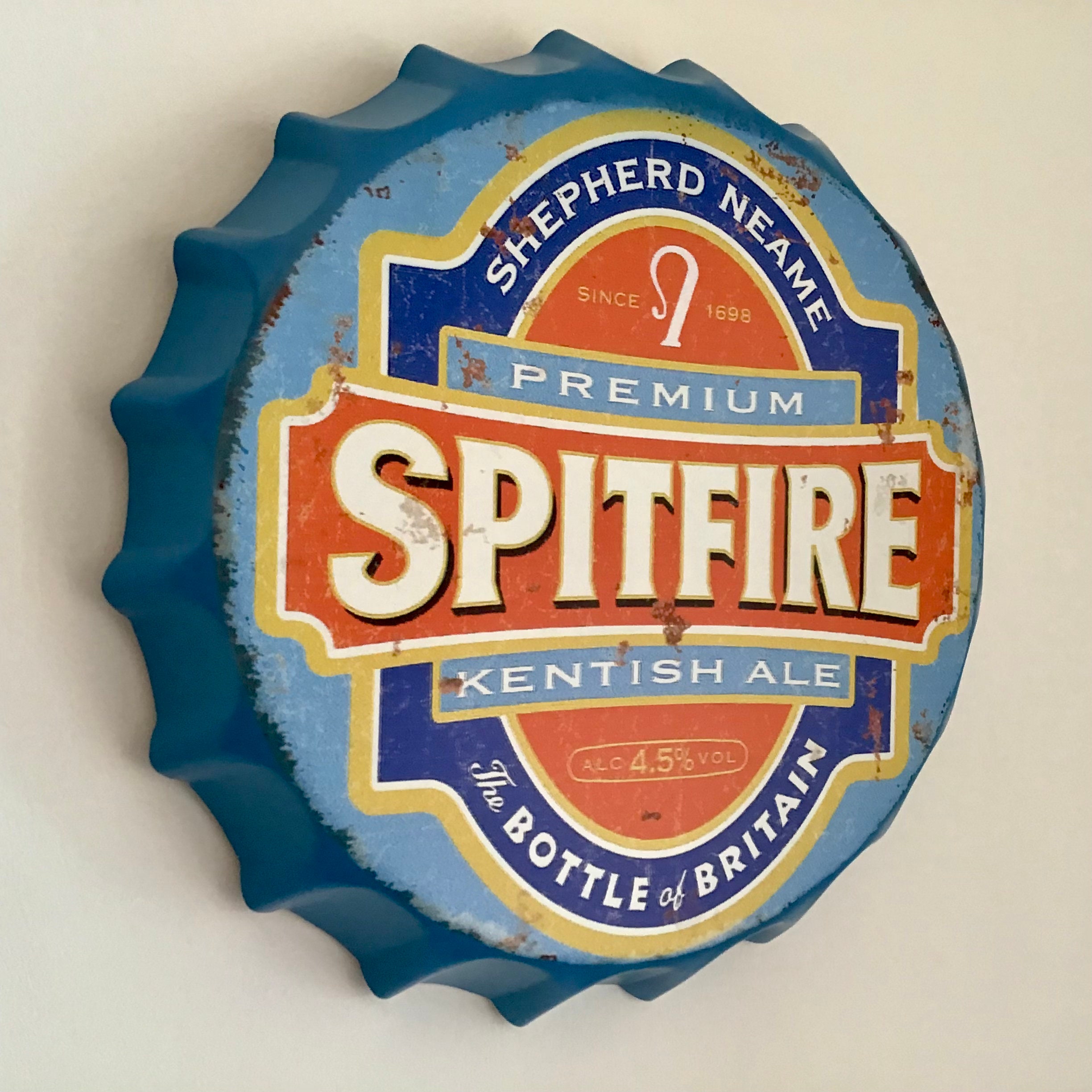 Spitfire Ale 12 bottle top wall decoration. Wall hanging. Etsy