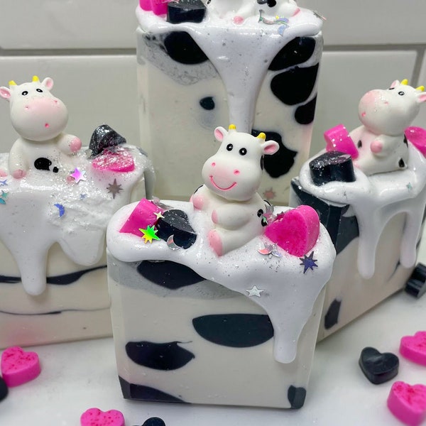 Little Bessy Moo Lu | Adorable Cow Toy Included! | Artisan Soap Bar | Luxury Butters and Oils | Gift for Her | Gift for Kids