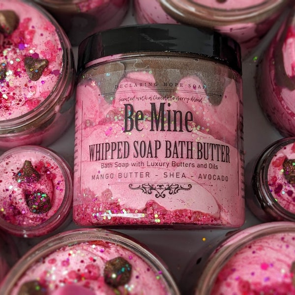 Be Mine Whipped Soap Bath Butter | Chocolate Berries | Luxury Butters & Oils | Moisturizing | Gift For Her | Valentine's Day