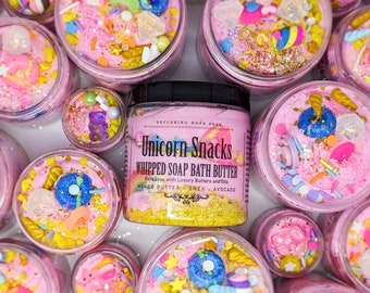Unicorn Snacks | Whipped Soap Bath Butter | Toy Candy Included! | Cotton Candy & Fruit Scented | Gift | Gift for Her