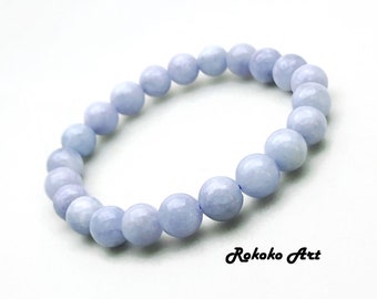 6/8 mm aquamarijnarmband: natuurlijke edelsteen ronde kralen handgemaakte unisex stretchsieraden