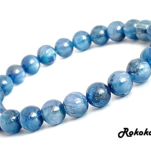 Blue Kyanite Bracelet: AAA Grade Crystal Cat Eye Gemstone, Handmade Stretch Jewelry