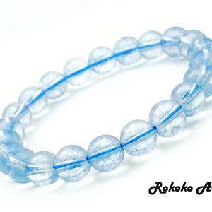 6/8/10 mm AAA Natural Blue Topaz Bracelet, Crystal Round Beads Stretch Bracelet, Handmade Unisex Jewelry, Gemstone Blue Friendship Gift.