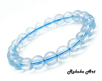 6/8/10 mm AAA Blue Topaz Crystal Bracelet: Round Beads Gemstone Stretch Jewelry