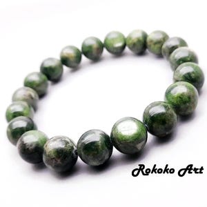 10.5mm/7.5 inches AAA Green Diopside Beaded Bracelet: Natural Gemstone Handmade Unisex Stretch Jewelry