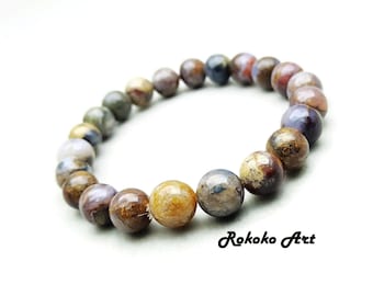 8mm Pietersite Gemstone Bracelet: Natural Namibia Round Beads Stretch Handmade Unisex Friendship Jewelry