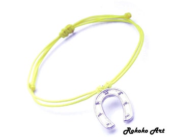 Horseshoe Charm String Bracelet.Adjustable Knot.Unisex Handmade Jewelry.Wish Bracelet.Friendship Gift.Bridesmaid Bracelet.Bracelet.Gift.