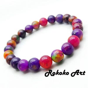 Sugilite Gemstone Bracelet: AAA Pink Purple Round Beads, Unisex Jewelry