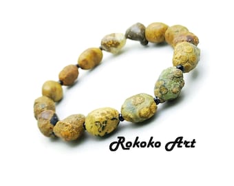 11-13mm/8 inch Gobi Eye Agate Bracelet: Natural Mongolian Beaded Gemstone, Unisex Stretch Jewelry