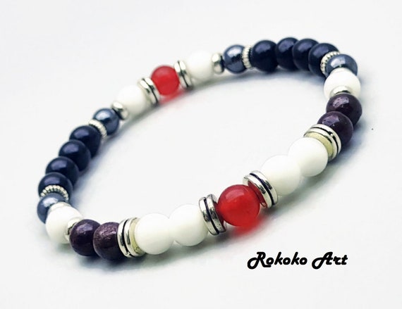 6mm Ruby, Garnet, Agate, Hematite Healing Bracelet: Handmade Gemstone Motivation Jewelry