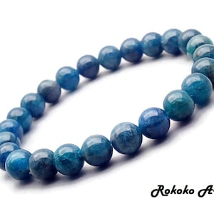 8/9/10 mm AAA Natural Blue Apatite Round Beads Bracelet, Gemstone Stretch Bracelet, Handmade Unisex Jewelry, Gift For Her/Him, Bracelet.
