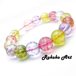 Bransoletka z kryształu Morganite AAA o średnicy 12 mm/7,5 cala: naturalne fasetowane okrągłe koraliki z kamieni szlachetnych, elastyczna biżuteria unisex