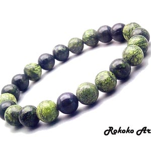 8 mm russische Serpentin Armband, natürliche Edelstein runde Perlen Stretch Armband, handgemachte Unisex Schmuck, Schlangenstein, Freundschaft Geschenk.