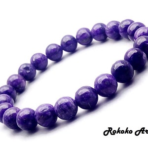 8mm AAA Grade Purple Russian Charoite Bracelet: Natural Gemstone Round Beads Stretch Unisex Handmade Jewelry