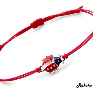 Red Ladybug Charm Bracelet.Red String Bracelet.Adjustable Knot.Unisex Handmade Jewelry.Wish Bracelet.Friendship Gift.Jewelry Bracelet.