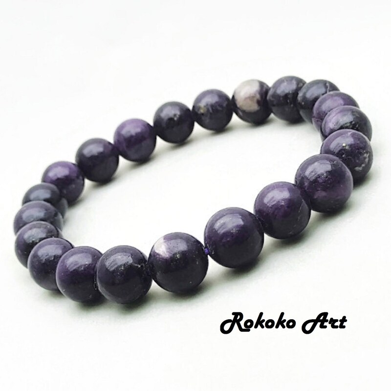 Agate - Fire Agate Purple•Custom Size•Round Smooth Stretch (8mm) Natur