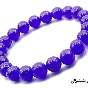 4/6/8/10/12/14 mm AAA Natural Blue Sapphire Bracelet: Round Beads Gemstone Stretch Handmade Unisex Jewelry