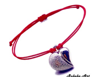 1, 10, 30, 50, 100 piezas Embaladas Pulsera con dijes de corazón de hilo rojo. Nudo ajustable. Joyería hecha a mano unisex. Pulsera de deseo. Regalo de amistad. Pulsera.