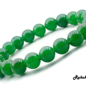 4/6/8/10/12/14 mm AAA+ Grade Natural Green Emerald Bracelet: Round Beads Stretch Gemstone Unisex Jewelry