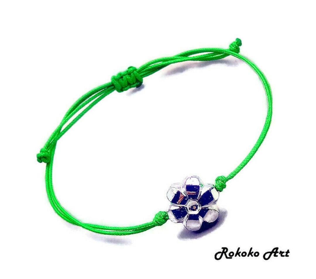 Flower Charm Bracelet.green String Bracelet.adjustable Etsy
