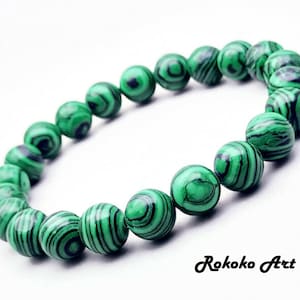 8/10 mm Malachite Gemstone Bracelet, Natural Round Beads Stretch Bracelet, Gift For Her/Him, Handmade Unisex Jewelry, Beaded Friendship Gift