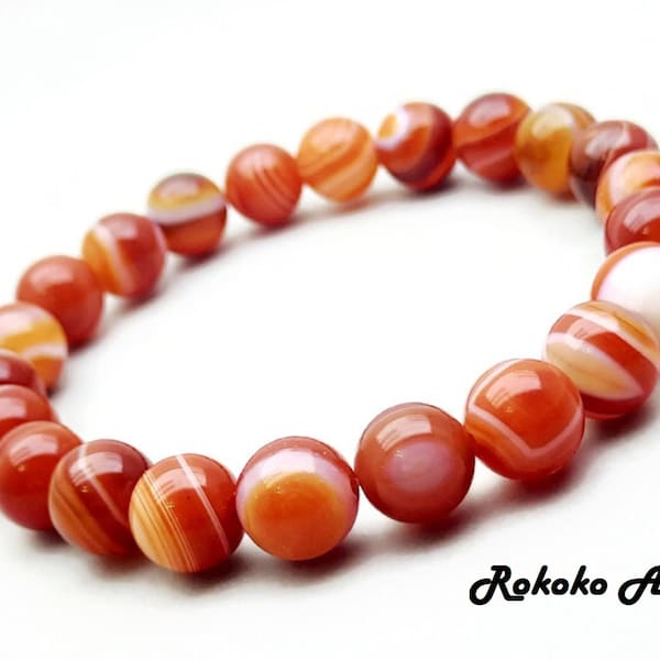 4/6/8/10/12 mm AAAA Quality Red Sardonyx Agate Bracelet.Stretch Bracelet.Handmade Unisex Jewelry.Natural Gemstone Bracelet.Friendship Gift.