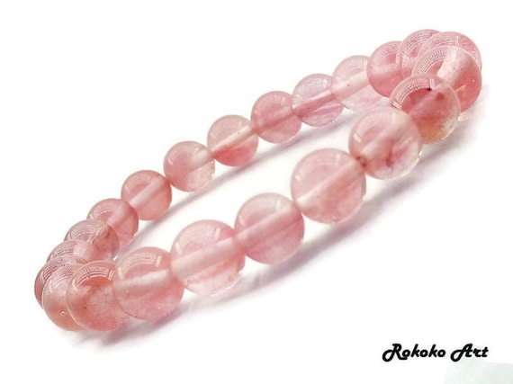 strong stretch cord bracelet Pink  white bead 6 12 inch bracelet 12mm beads