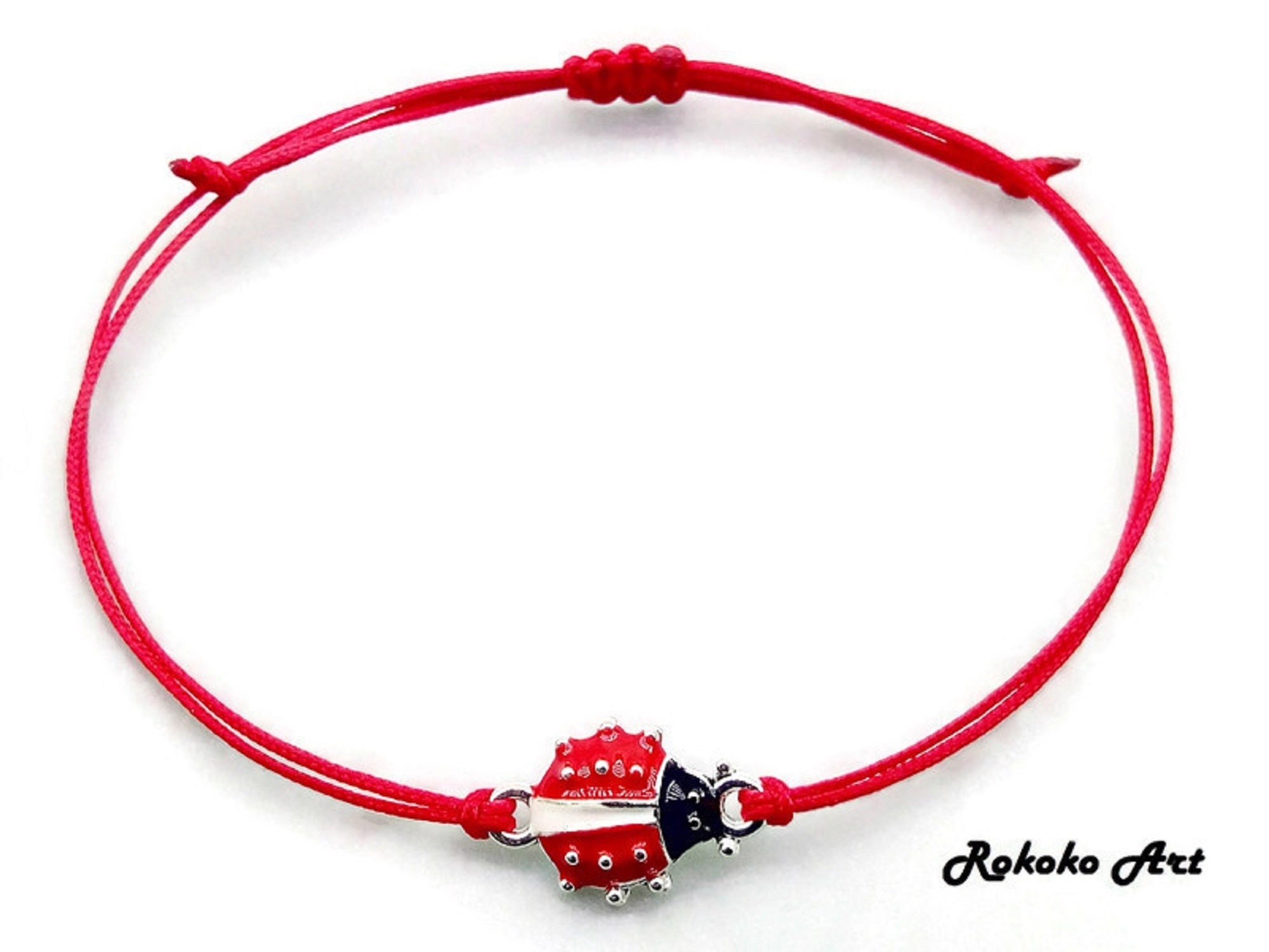 Ladybug Charm Bracelet with Ladybug Charms in Red and Black