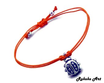 1,10,30,50,100 pcs Packet-Ladybug Charm Bracelet.Orange String Bracelet.Adjustable Knot.Unisex Handmade Bracelet.Friendship Gift.Bracelet.