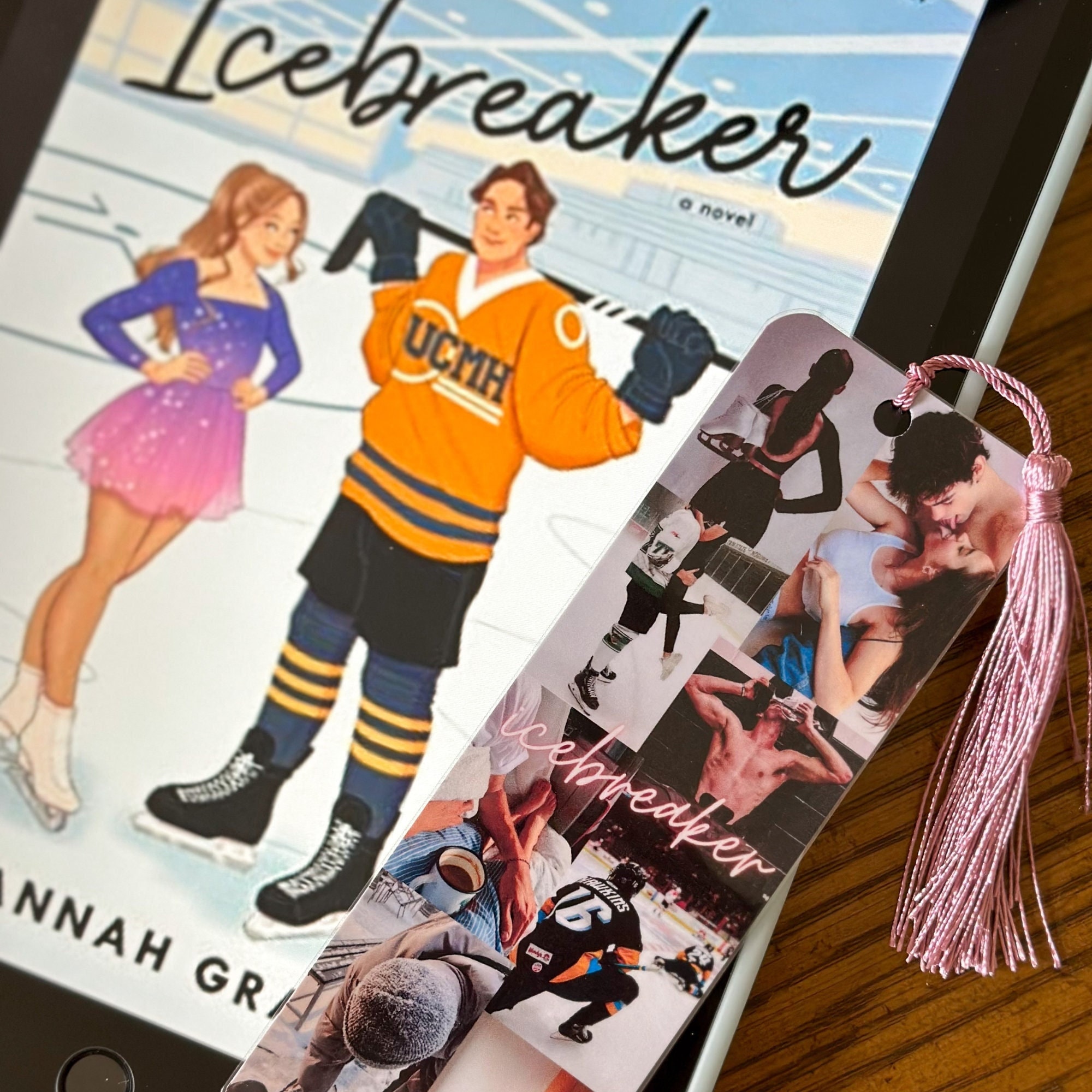 Icebreaker Bookmark Romance Gift for Book Lovers Sports Romance Laminated  Glossy Bookmarks Hannah Grace 