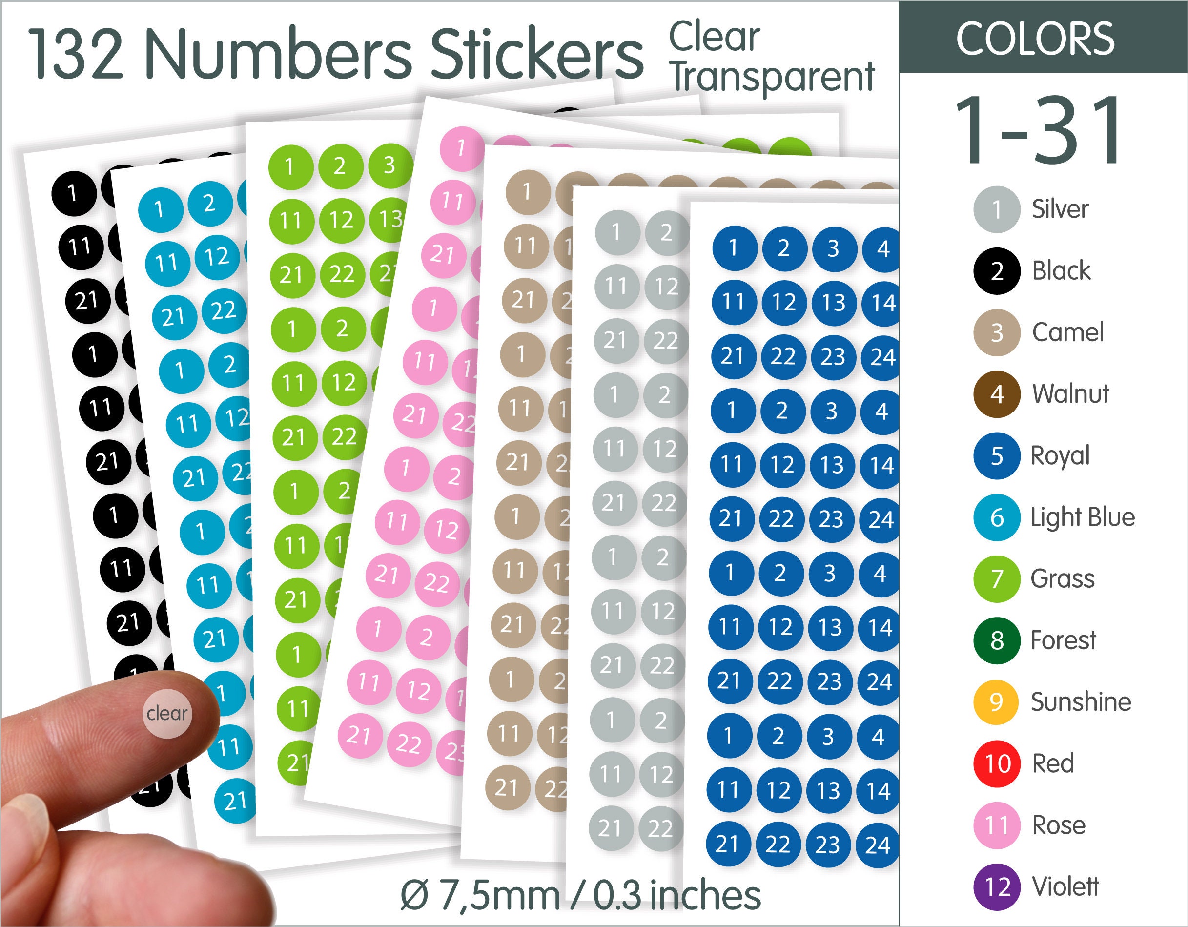 Icon Stickers Calendar Numbers Clear Transparent Etsy Denmark
