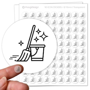 Sticker dweil vloerwisser - transparant, Ø 10 mm