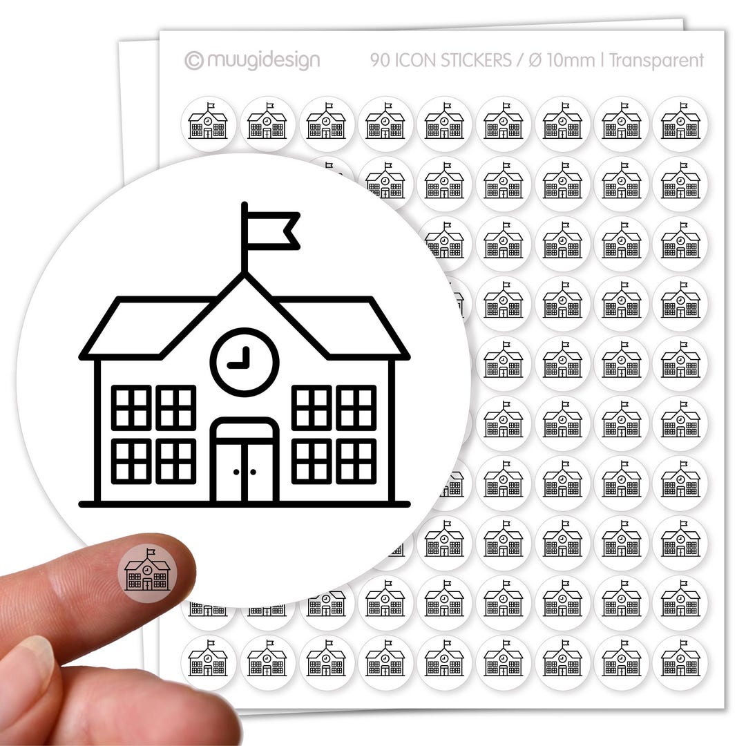 90 Stickers School, School Building, Learning - Transparent, Ø 10 Mm - Etsy