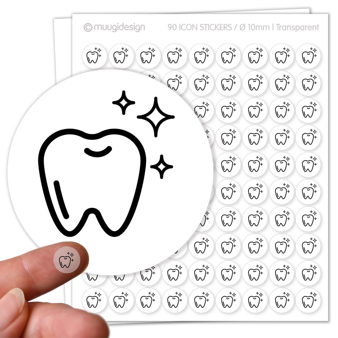 Tooth Transparent Sticker 90 Stickers Dentist Professional Teeth Cleaning, Dental Care ...