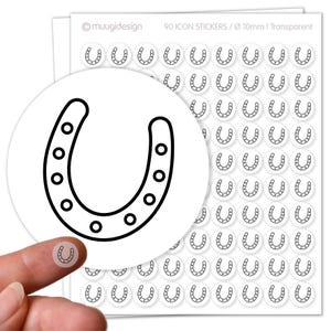 90 Aufkleber Hufeisen, Glücksbringer, Symbol,  transparent, Ø 10mm