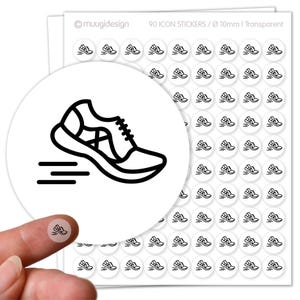 90 stickers hardlopen joggen wandelen sport sneaker training transparant, Ø 10 mm