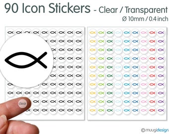 90 Icon Stickers christian fish symbol, Jesus, symbol - clear transparent