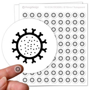Sticker virus pathogeen bacterie - transparant, Ø 10 mm