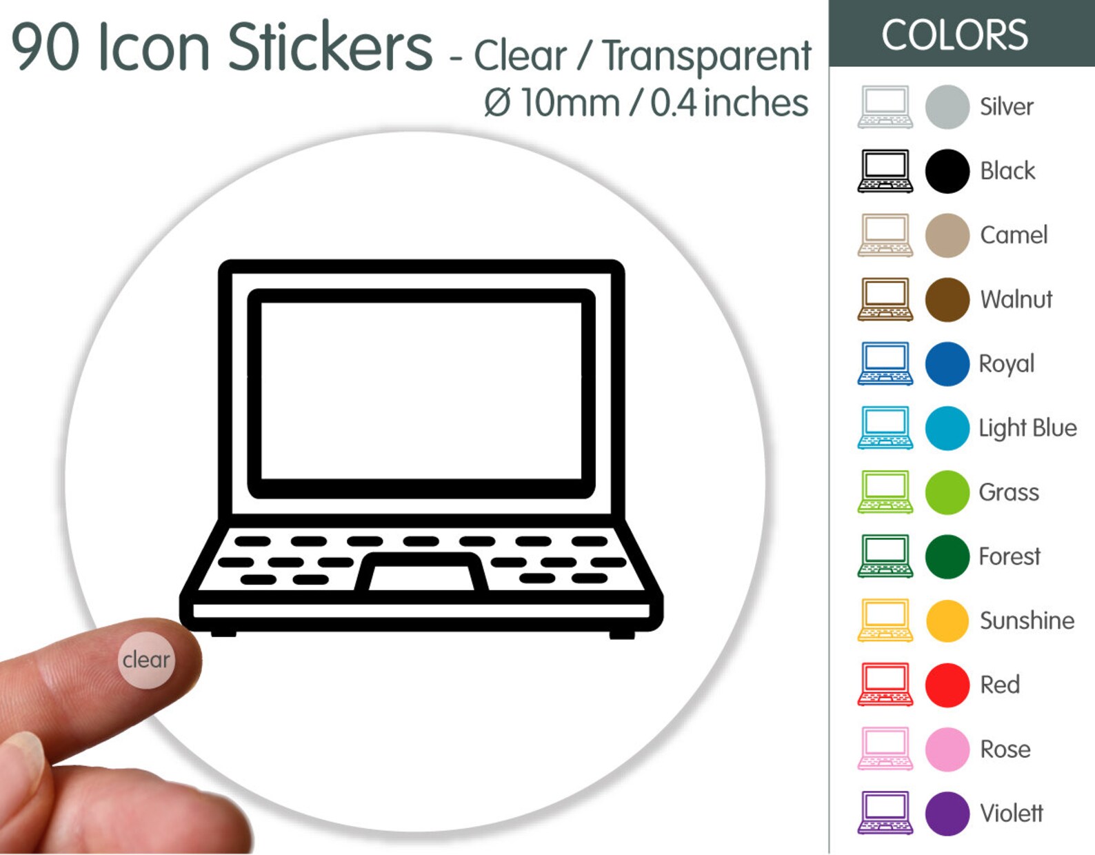 Icon Stickers Laptop Computer Notebook Clear Transparent Etsy