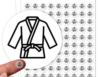 90 stickers Karate, Judo, Taekwondo, Karate suit, Jiu Jitsu, Gi, transparent, Ø 10 mm
