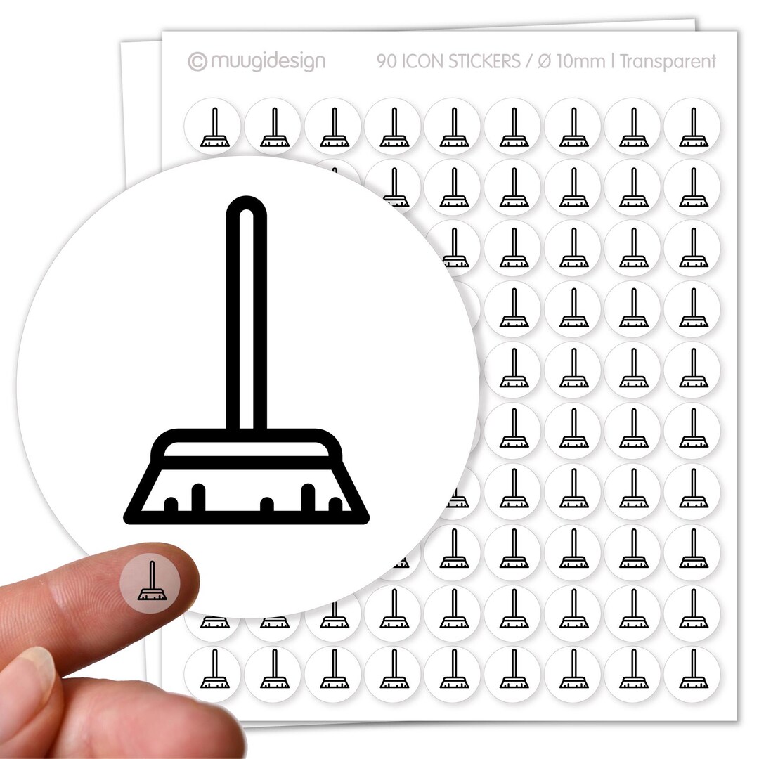 Sticker Broom, Sweep, Sweeping, Staircase Cleaning - Transparent, Ø 10 ...