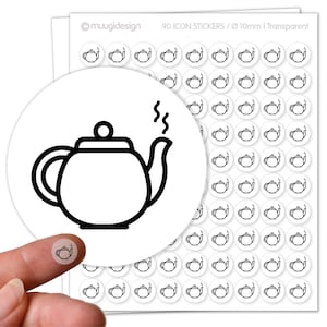 90 Aufkleber Teekanne, Tee trinken, relaxen, Tasse Tee trinken, Tea time - transparent, Ø 10mm