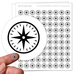 90 Aufkleber Kompass - transparent, Ø 10mm