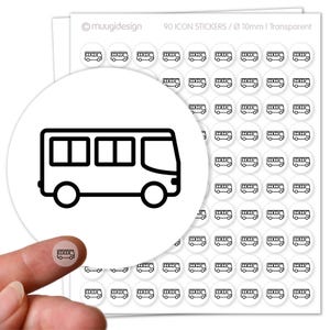 90 Aufkleber Bus, Bus fahren, Reisebus, Busreise, Bus Ticket - transparent, Ø 10mm