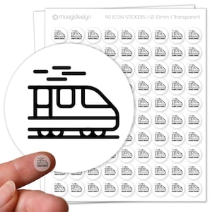 90 Aufkleber Zug fahren, Deutsche Bahn fahren - transparent, Ø 10mm