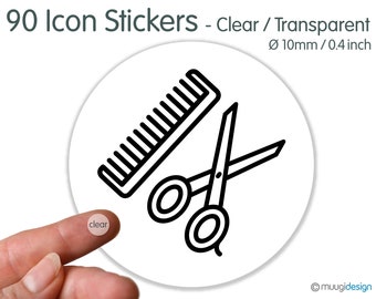 90 Icon Stickers hair cut - clear transparent